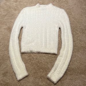 Fuzzy Knit Mock Neck Top